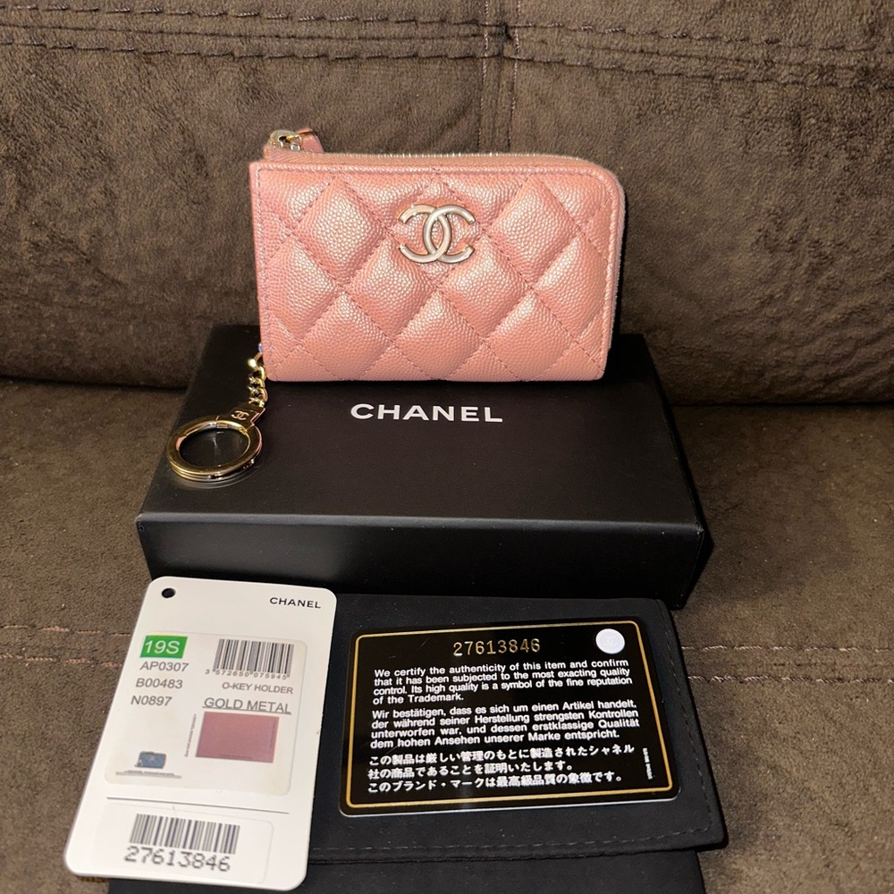 SOLD Authentic Chanel 19s Iridescent Pink Key Pouch